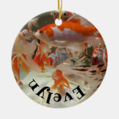 Christmas common and shubunkin goldfish keramisch ornament (Voorkant)