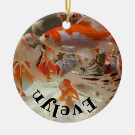 Christmas common and shubunkin goldfish keramisch ornament
