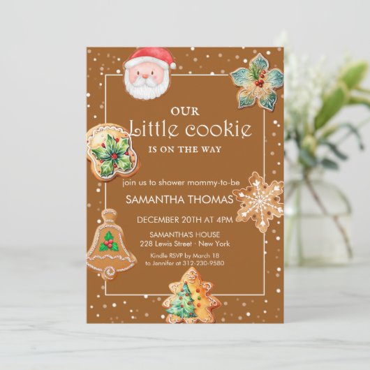 Christmas Cookie Baby shower Kaart (Staand voorkant)