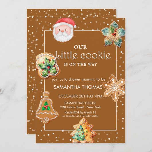 Christmas Cookie Baby shower Kaart (Voorkant / Achterkant)