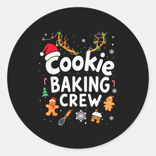 Christmas Cookie Baking Crew Family Baking Team Fu Ronde Sticker (Voorkant)