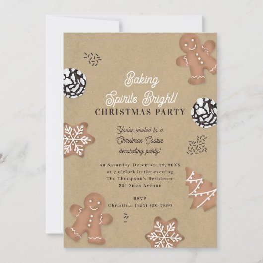 Christmas Cookie Decorating Party Kraft Kaart (Voorkant)