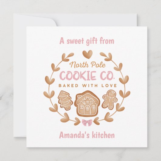 Christmas Cookie Exchange Gingerbread Pink Feestdagenkaart (Voorkant)