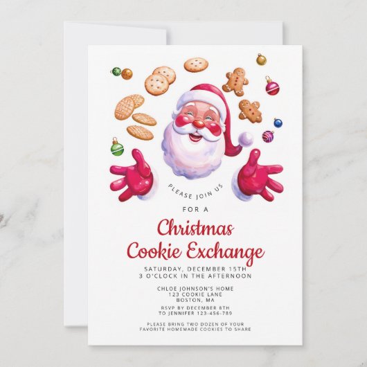Christmas Cookie Exchange Invitation Kaart Feestel (Voorkant)