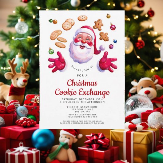 Christmas Cookie Exchange Invitation Kaart Feestel