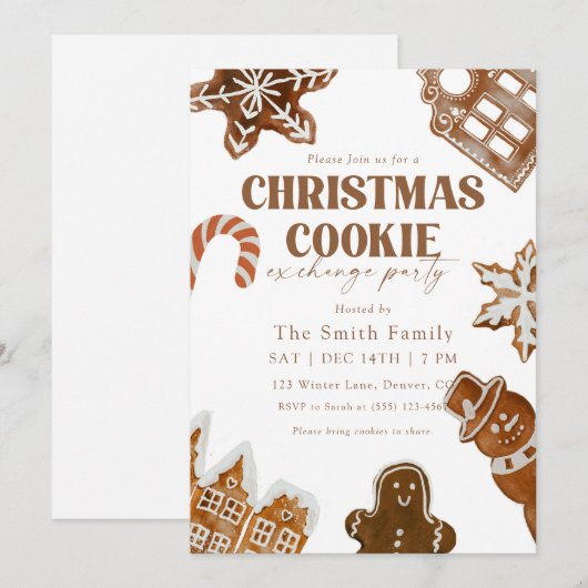 Christmas Cookie Exchange Kaart (Voorkant / Achterkant)