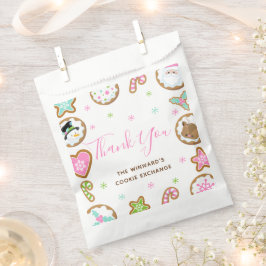 Christmas Cookie Exchange Party Pink Thank You Bedankzakje