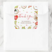 Christmas Cookie Exchange Party Red Thank You Vierkante Sticker (Tas)