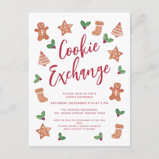 Christmas Cookie Exchange Party  Uitnodiging Briefkaart (Voorkant)