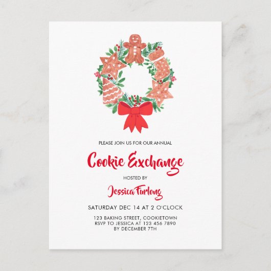 Christmas Cookie Exchange Party Uitnodiging Briefkaart (Voorkant)