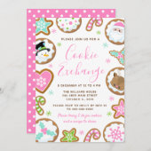 Christmas Cookie Exchange Pink and Green Kaart (Voorkant / Achterkant)