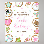 Christmas Cookie Exchange Pink Green Welcome Sign Poster (Voorkant)