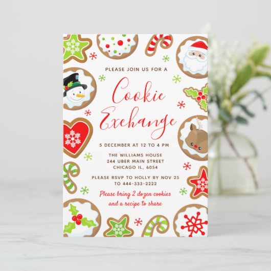 Christmas Cookie Exchange Red and Green Kaart (Staand voorkant)