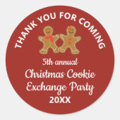 Christmas Cookie Exchange Swap Party Dank u Ronde Sticker (Voorkant)