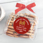 Christmas Cookie Exchange Swap Party Dank u Ronde Sticker<br><div class="desc">Jaarlijkse kerst koekjesruil feest dank u sticker met een rood en wit ontwerp en illustraties van gemberbaard koekjes.</div>