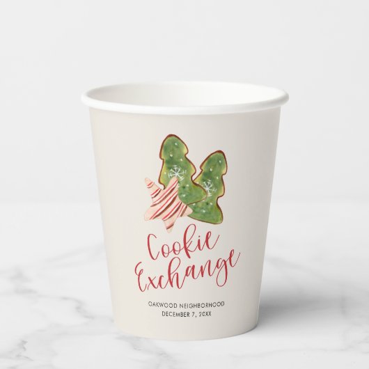 Christmas Cookie Exchange Waterverf Cookie Papieren Bekers (Achterkant)