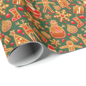 Christmas Cookie Fun Holiday Items on Green Cadeaupapier (Rol Hoek)