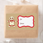 Christmas Cookie Gift Label Labels<br><div class="desc">Een schattig kerstkoekje versiert dit kerstlabel. Gebruik deze etiketten voor een koekjesruil,  koekjesverkoop,  koekjesuitwisseling,  gift,  cadeaus,  kerstcadeaus,  pakketten,  keuken,  bakkerij,  potten,  enz..De design komen uit de oorspronkelijke kunst. Pas het label aan op uw behoeften,  wijzig tekst,  enz.</div>