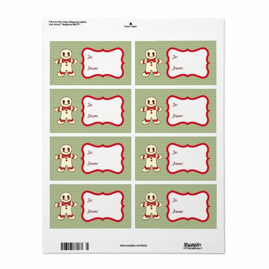 Christmas Cookie Gift Label Labels (Full Sheet)