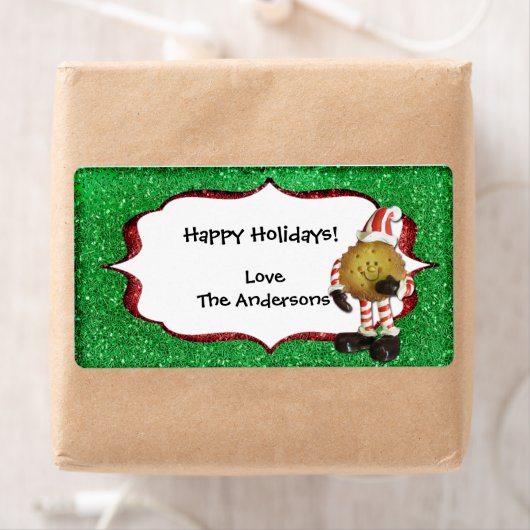 Christmas Cookie Glitter label - groen (Insitu)