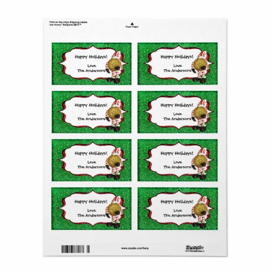 Christmas Cookie Glitter label - groen (Full Sheet)