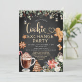 Christmas Cookie Hot Cocoa Exchange Party Floral Kaart (Staand voorkant)