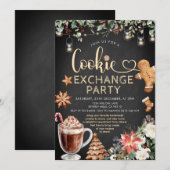 Christmas Cookie Hot Cocoa Exchange Party Floral Kaart (Voorkant / Achterkant)