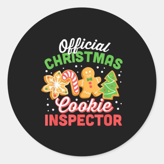 Christmas Cookie Inspector Dad Ronde Sticker (Voorkant)