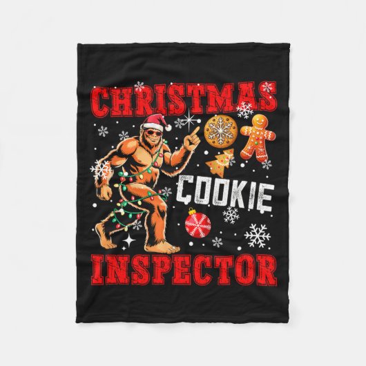 Christmas Cookie Inspector Xmas Santa Bigfoot Funn Fleece Deken (Voorkant)