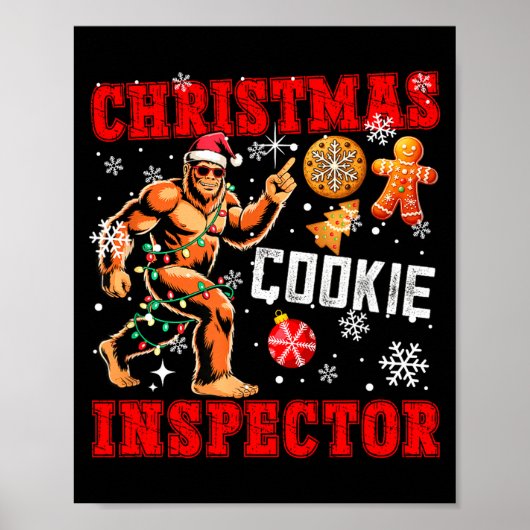 Christmas Cookie Inspector Xmas Santa Bigfoot Funn Poster (Voorkant)