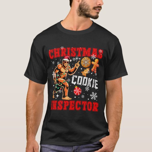 Christmas Cookie Inspector Xmas Santa Bigfoot Funn T-shirt (Voorkant)