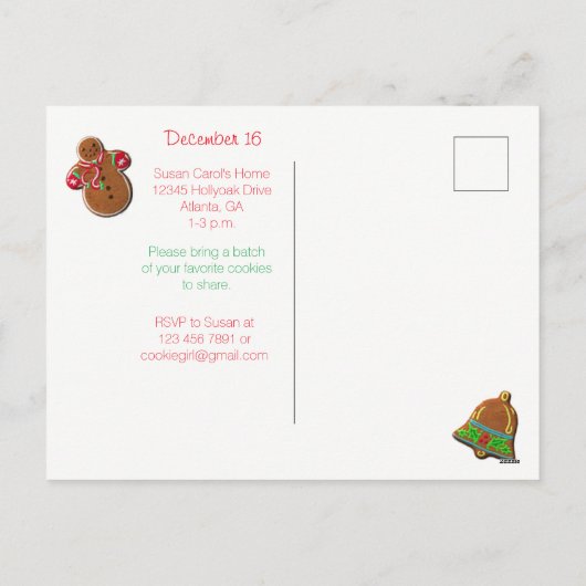 Christmas Cookie Kitten Cookie Exchange Briefkaart (Achterkant)