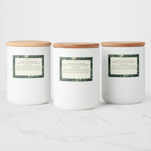 Christmas Cookie Mix Greenery Pattern Personalized Voedselcontainer Etiket (Flessen)