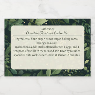 Christmas Cookie Mix Greenery Pattern Personalized Voedselcontainer Etiket