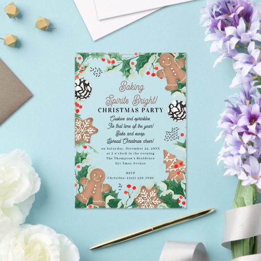 Christmas Cookie Swap Baking Spirits Bright Acryl Uitnodigingen (Insitu (Huwelijk))
