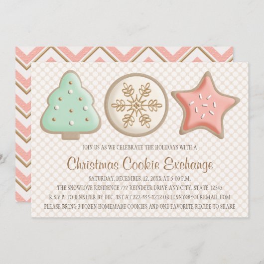 CHRISTMAS COOKIE SWAP-INVITATIES KAART (Voorkant / Achterkant)