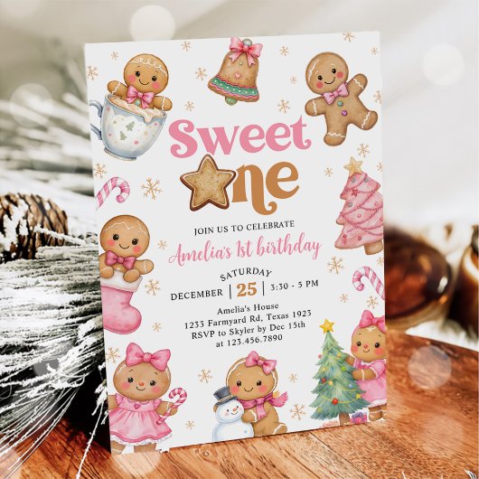 Christmas Cookie Sweet One 1st Birthday Party Kaart