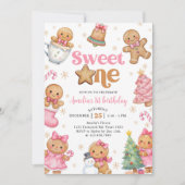Christmas Cookie Sweet One 1st Birthday Party Kaart (Voorkant)