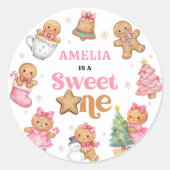 Christmas Cookie Sweet One 1st Birthday Party Ronde Sticker (Voorkant)