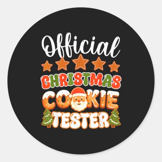 Christmas Cookie Tester Taster Funny Family Baking Ronde Sticker (Voorkant)