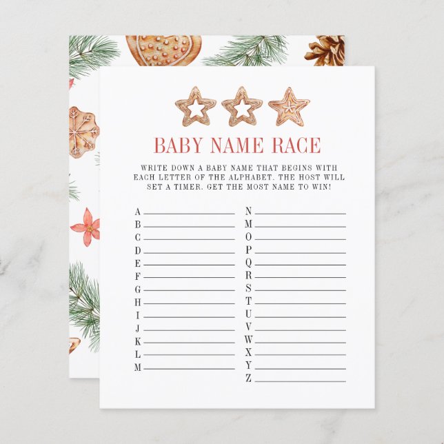 Christmas Cookie Winter Baby Naam Race Game (Voorkant / Achterkant)