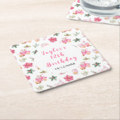 Christmas Cookies and Cocoa Birthday Party Pink Kartonnen Onderzetters (Schuin)