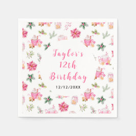 Christmas Cookies and Cocoa Birthday Party Pink Servet