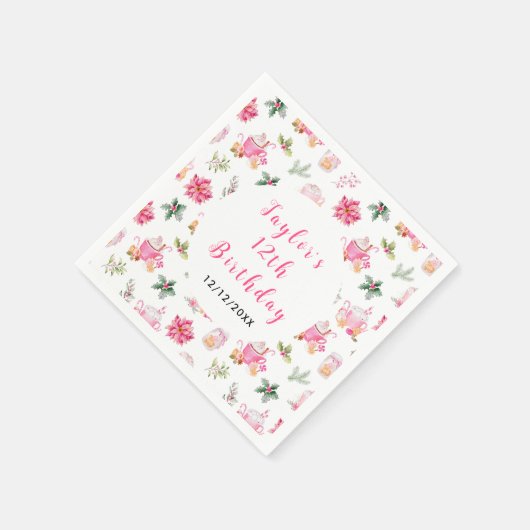 Christmas Cookies and Cocoa Birthday Party Pink Servet (Hoek)