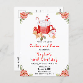 Christmas Cookies and Cocoa Birthday Party Red Briefkaart