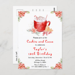 Christmas Cookies and Cocoa Birthday Party Red Briefkaart