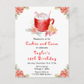 Christmas Cookies and Cocoa Birthday Party Red Briefkaart (Voorkant)