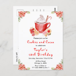 Christmas Cookies and Cocoa Birthday Party Red Briefkaart