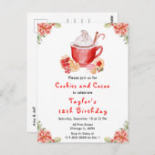 Christmas Cookies and Cocoa Birthday Party Red Briefkaart (Voorkant / Achterkant)