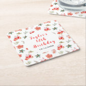 Christmas Cookies and Cocoa Birthday Party Red Kartonnen Onderzetters (Schuin)